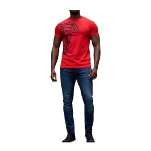 Versace Collection Mens XL Red 1/2 Medusa Head Big Logo Art Luxury Shirt -Italy